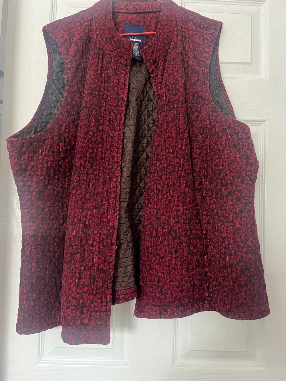 Basic Editions Red and Black Quilted Pattern Jacket